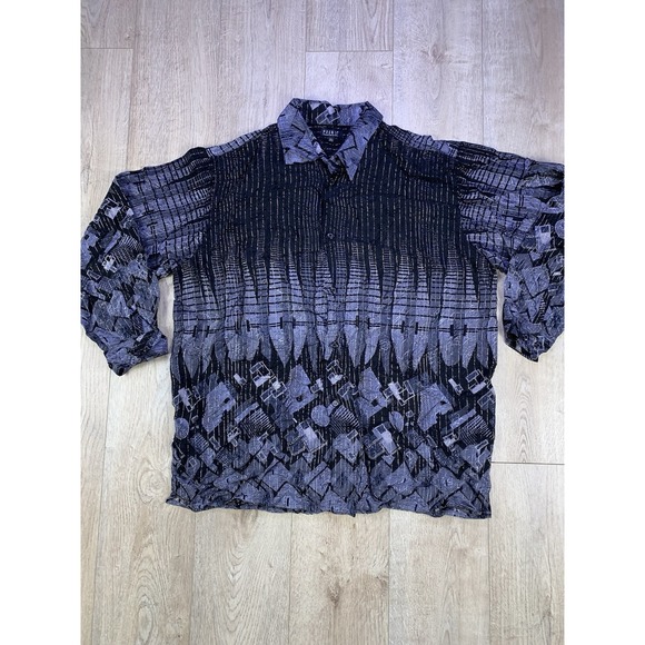 Vintage Pronti By Phita Metallic Black Long Sleeve Button Up Men 3XL Disco Theme - Picture 1 of 15